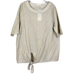 Pleione Khaki White Stripe Tie Top Size XL